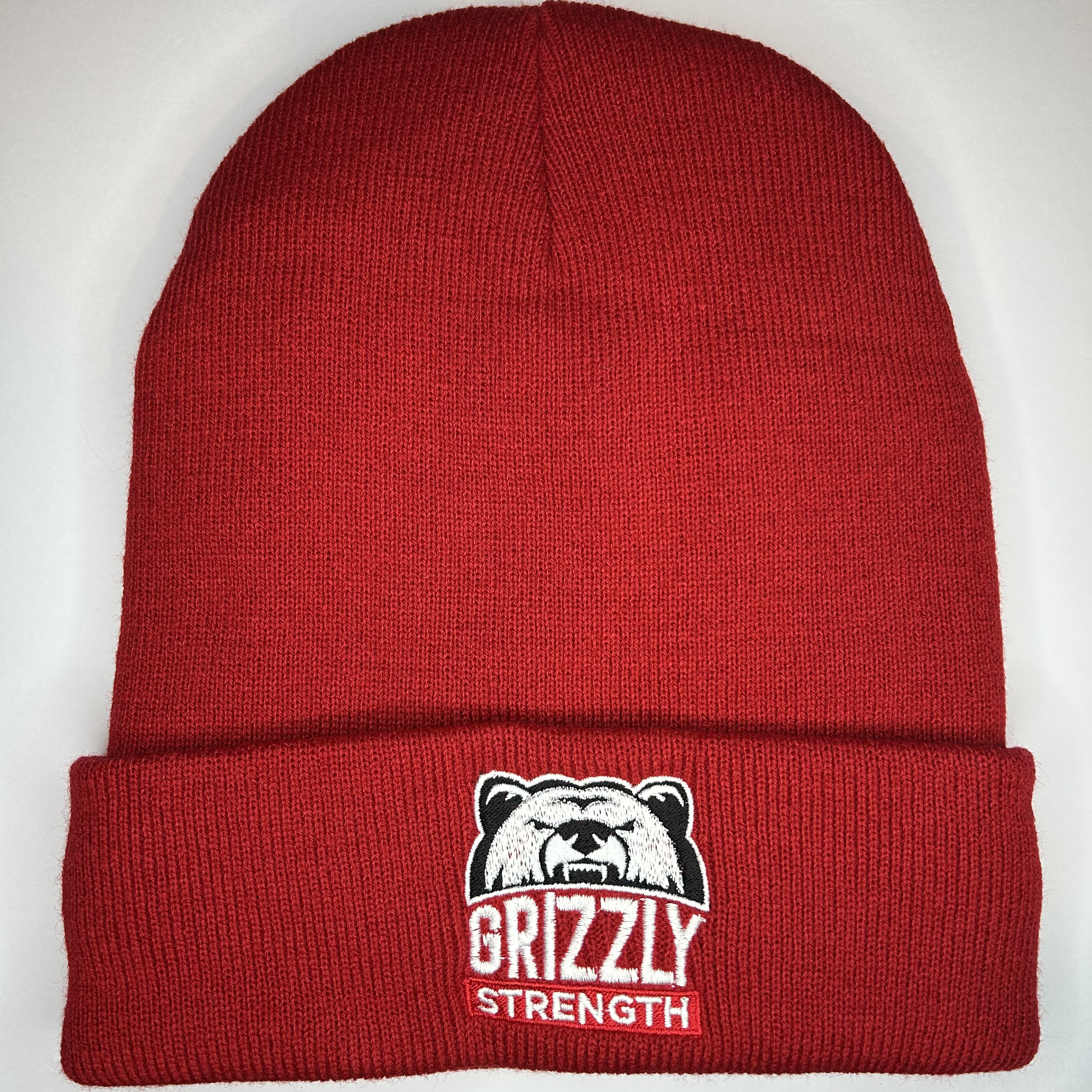 Grizzly Strength Red Cuffed Beanie